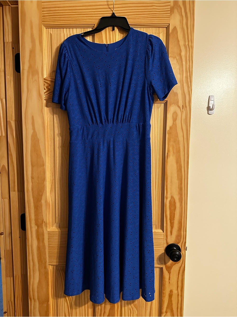 London Times Royal Blue Eyelet Midi Dress